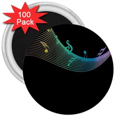 Musical Wave 3  Button Magnet (100 Pack)