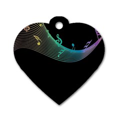 Musical Wave Dog Tag Heart (one Sided) 