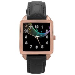 Musical Wave Rose Gold Leather Watch  by urockshop