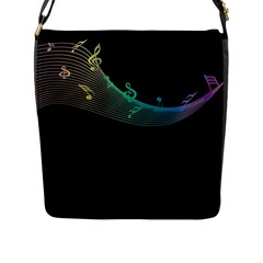 Musical Wave Flap Closure Messenger Bag (l)