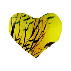 Yellow Dream Standard 16  Premium Flano Heart Shape Cushion 