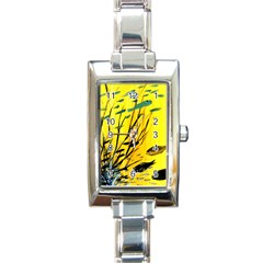 Yellow Dream Rectangular Italian Charm Watch by pwpmall