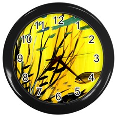 Yellow Dream Wall Clock (black) by pwpmall