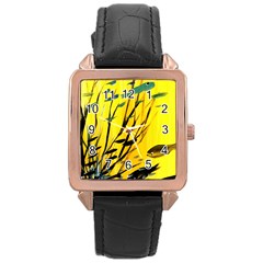 Yellow Dream Rose Gold Leather Watch 