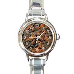 Intricate Abstract Print Round Italian Charm Watch