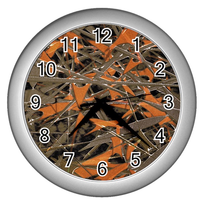 Intricate Abstract Print Wall Clock (Silver)