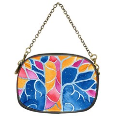 Yellow Blue Pink Abstract  Chain Purse (one Side)