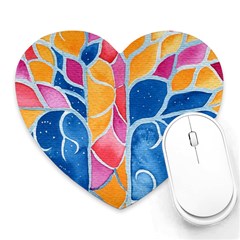 Yellow Blue Pink Abstract  Mouse Pad (heart)