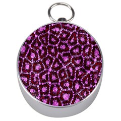 Cheetah Bling Abstract Pattern  Silver Compass