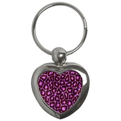 Cheetah Bling Abstract Pattern  Key Chain (heart)