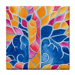 Yellow Blue Pink Abstract  Ceramic Tile