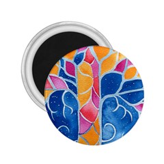 Yellow Blue Pink Abstract  2 25  Button Magnet