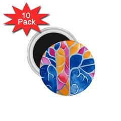 Yellow Blue Pink Abstract  1 75  Button Magnet (10 Pack)