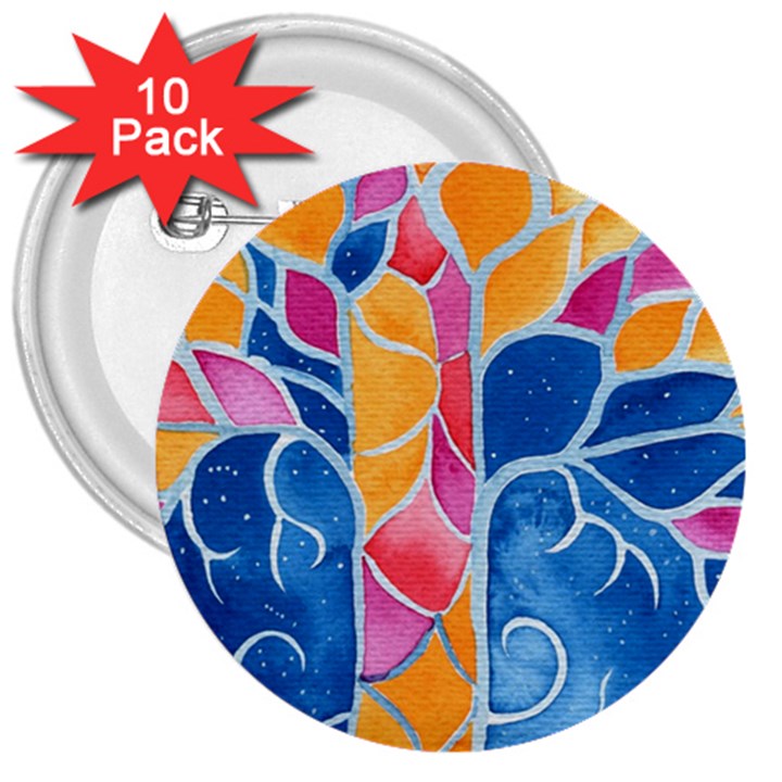 Yellow Blue Pink Abstract  3  Button (10 pack)