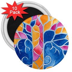 Yellow Blue Pink Abstract  3  Button Magnet (10 Pack)