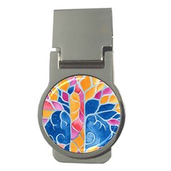 Yellow Blue Pink Abstract  Money Clip (round)