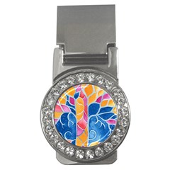 Yellow Blue Pink Abstract  Money Clip (cz)