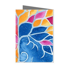 Yellow Blue Pink Abstract  Mini Greeting Card (8 Pack)