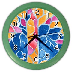 Yellow Blue Pink Abstract  Wall Clock (color) by OCDesignss