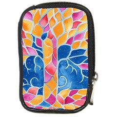 Yellow Blue Pink Abstract  Compact Camera Leather Case