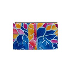 Yellow Blue Pink Abstract  Cosmetic Bag (small)