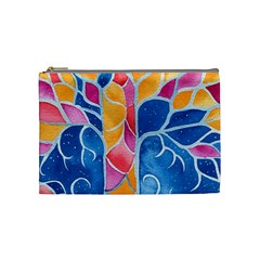 Yellow Blue Pink Abstract  Cosmetic Bag (medium) by OCDesignss