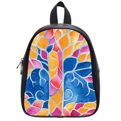 Yellow Blue Pink Abstract  School Bag (small)