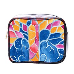 Yellow Blue Pink Abstract  Mini Travel Toiletry Bag (one Side)