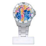 Yellow Blue Pink Abstract  Nurses Watch Front