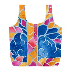 Yellow Blue Pink Abstract  Reusable Bag (l)