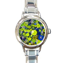 Polka Dot Retro Pattern Round Italian Charm Watch by OCDesignss