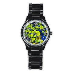 Polka Dot Retro Pattern Sport Metal Watch (black)