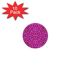 Florescent Pink Animal Print  1  Mini Button (10 Pack)