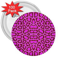 Florescent Pink Animal Print  3  Button (100 Pack)