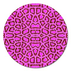 Florescent Pink Animal Print  Magnet 5  (round) by OCDesignss