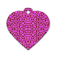 Florescent Pink Animal Print  Dog Tag Heart (one Sided)  by OCDesignss