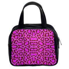 Florescent Pink Animal Print  Classic Handbag (two Sides)