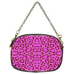 Florescent Pink Animal Print  Chain Purse (two Sided) 