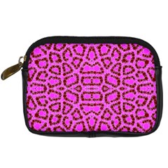 Florescent Pink Animal Print  Digital Camera Leather Case by OCDesignss