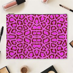 Florescent Pink Animal Print  Cosmetic Bag (xl)