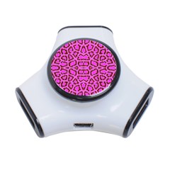 Florescent Pink Animal Print  3 Port Usb Hub