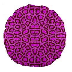 Florescent Pink Animal Print  Large 18  Premium Flano Round Cushion 