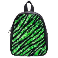 Florescent Green Tiger Bling Pattern  School Bag (small)