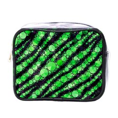 Florescent Green Tiger Bling Pattern  Mini Travel Toiletry Bag (one Side) by OCDesignss