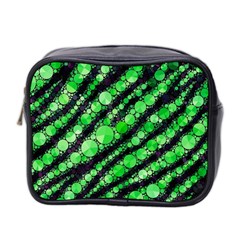 Florescent Green Tiger Bling Pattern  Mini Travel Toiletry Bag (two Sides)