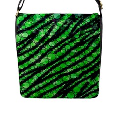 Florescent Green Tiger Bling Pattern  Flap Closure Messenger Bag (l)