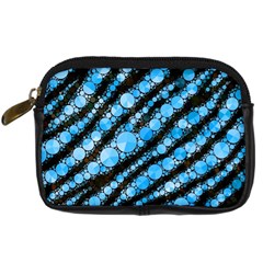 Bright Blue Tiger Bling Pattern  Digital Camera Leather Case