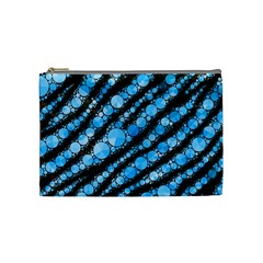 Bright Blue Tiger Bling Pattern  Cosmetic Bag (medium) by OCDesignss