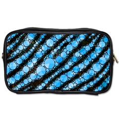 Bright Blue Tiger Bling Pattern  Travel Toiletry Bag (one Side) by OCDesignss