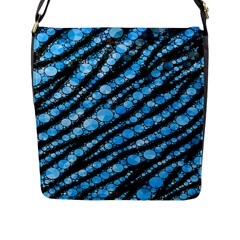 Bright Blue Tiger Bling Pattern  Flap Closure Messenger Bag (l)